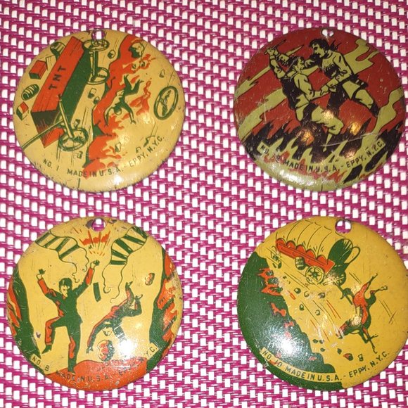 Other - 23 Vintage 1940 Eppy NYC Cowboys & Indians Western Tin Pendant Charms